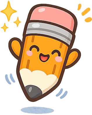 元気に応援する鉛筆のキャラクター